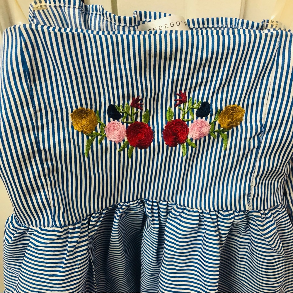 Blue & white embroidered top - Picture 1 of 7